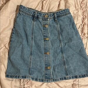 H&M Blue Denim Mini Skirt with Button Detail
